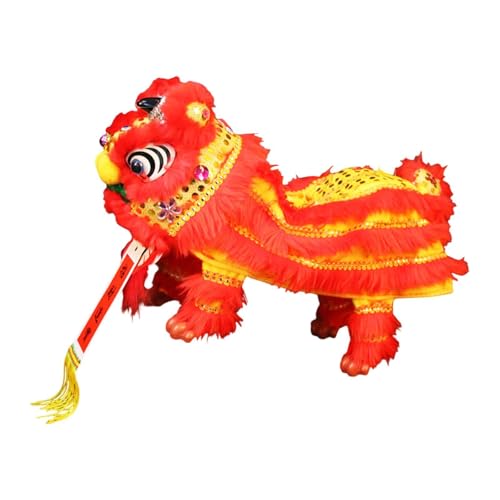 ＡＷＨＡＯ Handpuppe mit Schnüren Und Stab, Chinesische Marionette, Spielzeug, Asiatische Figurenpuppe für Löwentanzliebhaber, Kinderpartys, Erwachsene, Gelb Rot von ＡＷＨＡＯ