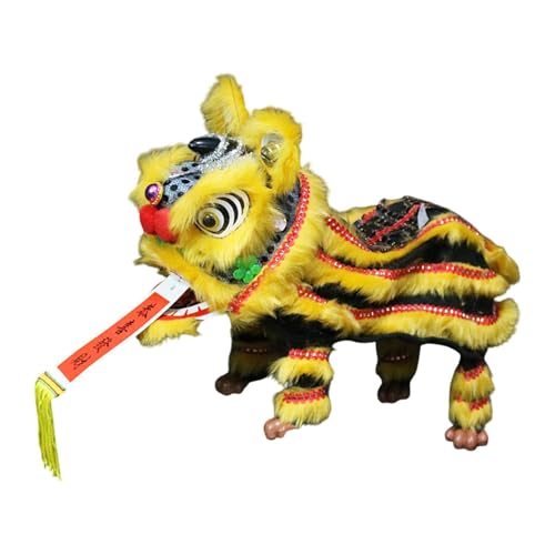 ＡＷＨＡＯ Handpuppe mit Schnüren Und Stab, Chinesische Marionette, Spielzeug, Asiatische Figurenpuppe für Löwentanzliebhaber, Kinderpartys, Erwachsene, Gelb Schwarz von ＡＷＨＡＯ