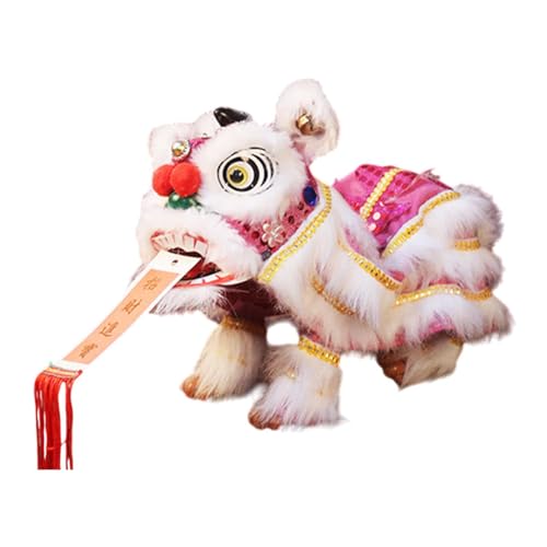 ＡＷＨＡＯ Handpuppe mit Schnüren Und Stab, Chinesische Marionette, Spielzeug, Asiatische Figurenpuppe für Löwentanzliebhaber, Kinderpartys, Erwachsene, Rosa Weiß von ＡＷＨＡＯ