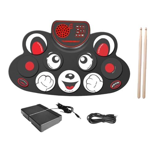 ＡＷＨＡＯ Handroll Drum Kits Elektronische Percussion Instrument Mehrzweckwerkzeuge Geschenke tragbare elektronische Trommel mit Drumsticks, Bär von ＡＷＨＡＯ