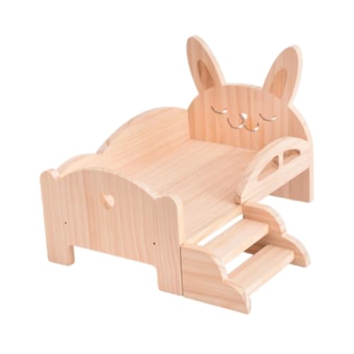 ＡＷＨＡＯ Holz Miniaturbett für BJD-Puppen, Puppenzubehör, Foto-Accessoires, Tierform, Hase 34x22x14.5cm von ＡＷＨＡＯ