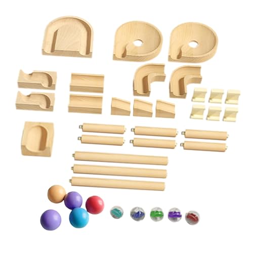 ＡＷＨＡＯ Holz Murmelbahn Blöcke, Konstruktionsspiel Set, Holzbausteine, Spielzeug für Kinder, Puzzle Trackball von ＡＷＨＡＯ