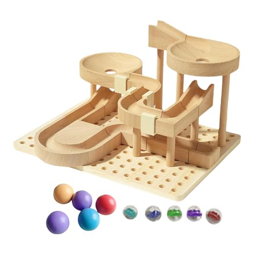 ＡＷＨＡＯ Holz Murmelbahn Blöcke, Konstruktionsspiel Set, Holzbausteine, Spielzeug für Kinder, Trackball von ＡＷＨＡＯ