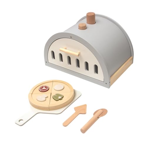 ＡＷＨＡＯ Holz Pizza Spielzeug Set Pretend Play Küche Zubehör Frühes Lernen Rolle Spielen Kreative Kinder Spielzeug Geschenk, mit Ofen von ＡＷＨＡＯ