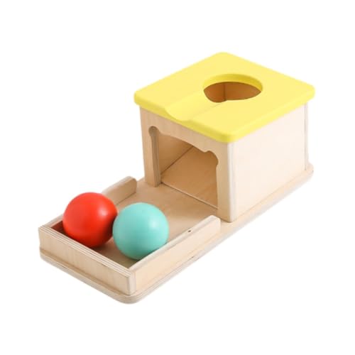 ＡＷＨＡＯ Holzobjekt-Permanenzbox, Ball-Drop-Box, mit Bällen, Lernspielzeug, für Babys und Kleinkinder von ＡＷＨＡＯ