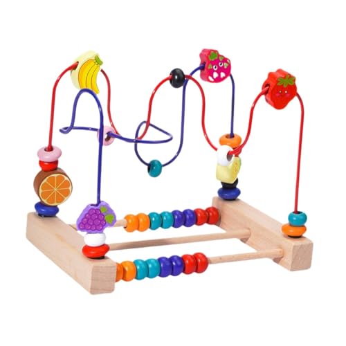 ＡＷＨＡＯ Holzperlen Labyrinth Spielzeug, Bunte Holzachterbahn, Räumliches Denken, Mathematik Perlen, Rollenspielzeug, Vorschule für Babys, Kinder, Jungen Und M, Frucht von ＡＷＨＡＯ