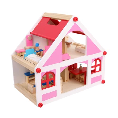 ＡＷＨＡＯ Holzpuppenhaus Zum Selbermachen, Vorgetäuschtes Traumhaus für Kinder Ab 3 Jahren, Geschenk von ＡＷＨＡＯ