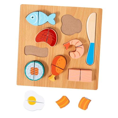 ＡＷＨＡＯ Holzschneidepuzzle, Küchenspielzeug, Lebensmittelschneidepuzzle, Passendes Puzzle Als Geschenk, Fleisch von ＡＷＨＡＯ