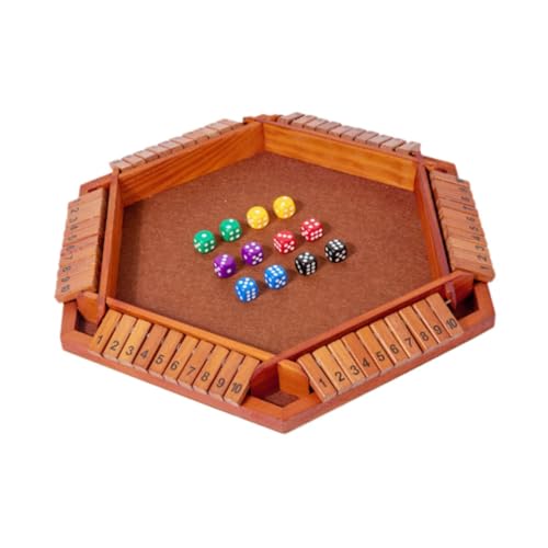 ＡＷＨＡＯ Holzwürfelspiel für 6 Spieler, Shut The Box Puzzle für Versammlungen, Braun von ＡＷＨＡＯ