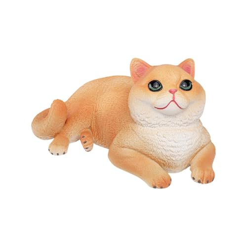 ＡＷＨＡＯ Katzenfigur, Spielzeug, Katze, Kuchendekoration, Spielzeug, Kätzchen, Miniatursammlung, Tierfigur, Simulation, Katzenfigur für Partyspielzeug, Orangene Katze von ＡＷＨＡＯ