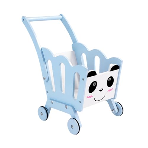 ＡＷＨＡＯ Kinder Einkaufswagen, Einkaufswagen Spielzeug, Miniatur Holz Lernspielzeug, Rollenspiel, Baby Trolley, Rollenspiel, für Kinder, Blau von ＡＷＨＡＯ