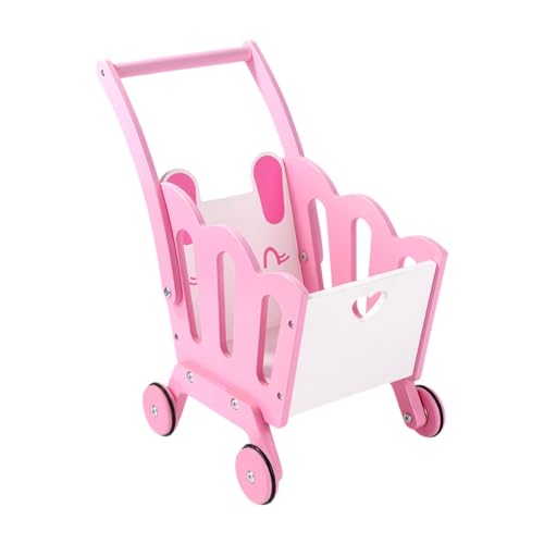 ＡＷＨＡＯ Kinder Einkaufswagen, Einkaufswagen Spielzeug, Miniatur Holz Lernspielzeug, Rollenspiel, Baby Trolley, Rollenspiel, für Kinder, Rosa von ＡＷＨＡＯ