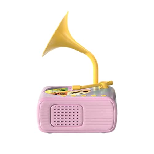 ＡＷＨＡＯ Kinder Grammophon, Multifunktionales Interaktives Spielzeug, Robustes Lernspielzeug, Kinder Phonograph mit 96 Karten für Kinder Im Alter von 3–6 Jahre, Rosa von ＡＷＨＡＯ