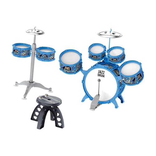 ＡＷＨＡＯ Kinder Jazz Schlagzeug Set mit Trommelstöcken, Percussion Set, Sensorisches Spielzeug für Den Kindertag, Blau von ＡＷＨＡＯ