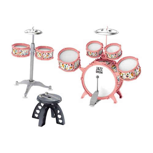 ＡＷＨＡＯ Kinder Jazz Schlagzeug Set mit Trommelstöcken, Percussion Set, Sensorisches Spielzeug für Den Kindertag , Rosa von ＡＷＨＡＯ