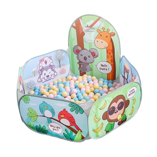 ＡＷＨＡＯ Kinder Spielen Zelt Baby Crawl Laufstall Spielzeug Cartoon Geschenk Laufstall Ball Pool Klapp Zelt für Kleinkinder Kinder Outdoor Indoor Spielen, Style B, 100 Bälle von ＡＷＨＡＯ