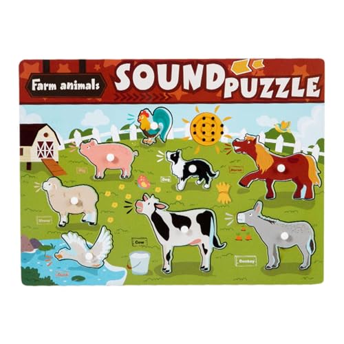 ＡＷＨＡＯ Klangpuzzle, Praktisches Puzzle Zur Fähigkeitsentwicklung, Steckpuzzle für 2, 3, 4 Und 5 Jährige, Geschenk für Kleinkinder, Tier von ＡＷＨＡＯ