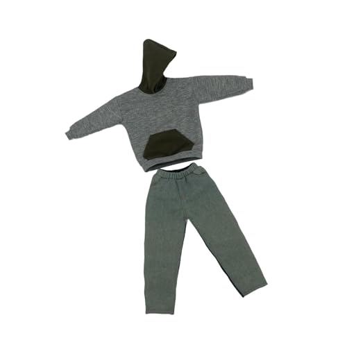 ＡＷＨＡＯ Kleidungsset für Actionfiguren Im Maßstab 1:6, für 12 Zoll Puppen, mit Kapuzenpullover Und Hose, Grau von ＡＷＨＡＯ