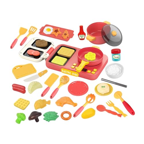 ＡＷＨＡＯ Küchenspielset, Lernutensilien, Modell, Kochgeschirr, Küchenspielzeug, Rollenspiel für Kinder Ab 3 Jahren, Jungen, Mädchen, Kleinkinder, Rot von ＡＷＨＡＯ