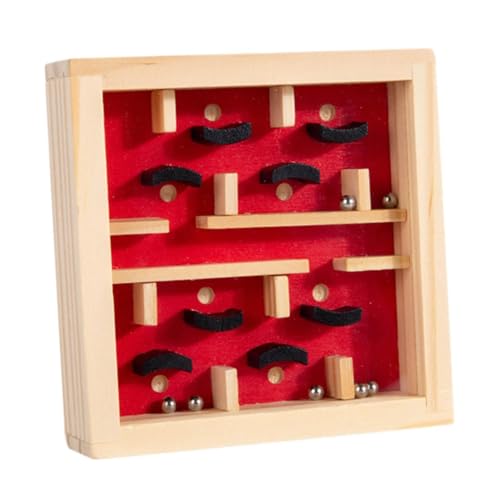 ＡＷＨＡＯ Labyrinth Holzspiel, Traditionelles Spiel, Marble Labyrinth für Jungen Und Mädchen, Kinder Im Alter von 3, 4, 5, 6 Jahren, Jugendliche, Rot von ＡＷＨＡＯ