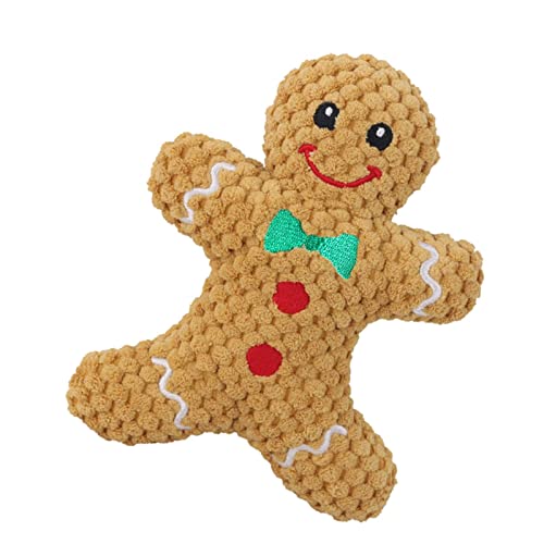 ＡＷＨＡＯ Lustiges Und Langlebiges Quietschspielzeug für Hunde für Weihnachtsreisen, Gingerbread Man von ＡＷＨＡＯ