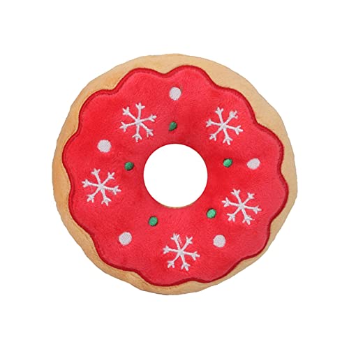 ＡＷＨＡＯ Lustiges Und Langlebiges Quietschspielzeug für Hunde für Weihnachtsreisen, Roter Donut von ＡＷＨＡＯ