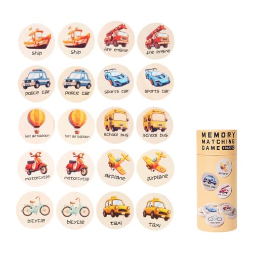 AWHAO Memory Spiel für, Zuordnungsspielzeug, Entwicklung, Niedlich, mit 20 Holzkarten, Lernspielzeug für Zuhause, Kindertag, 3, Verkehrsmuster AWHAO Memory Spiel für, Zuordnungsspielzeug, Entwicklung, Niedlich, mit 20 Holzkarten, Lernspielzeug für Zuhause, Kindertag, 3, Verkehrsmuster von AWHAO