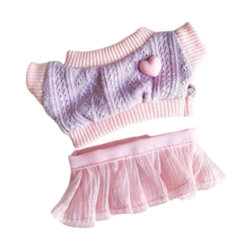 ＡＷＨＡＯ Mini 17 cm Puppenkleidung, Pullover, Rock, Kleidung, Bezauberndes Kostüm, Süßer Puppenkleidungsanzug für Kinder Im Alter von 5–7 Und 8–10 Jahren mit 1, Rosa von ＡＷＨＡＯ