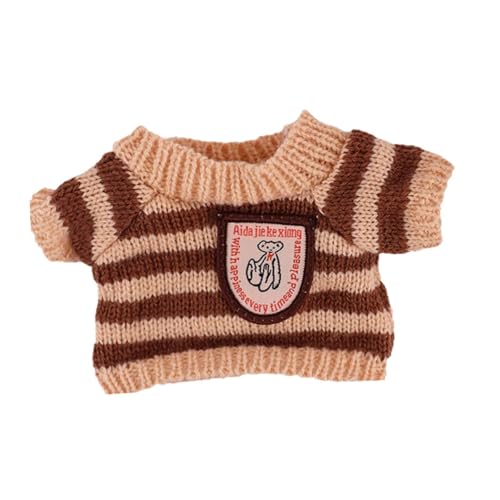 ＡＷＨＡＯ Mini Puppenkleidung für 7 Zoll, Mädchenpuppenkleidung, Anziehsachen, Kinderspielzeug, Bezaubernder DIY Puppenpullover, Bequem für Kinder, Weihnachtsge, Braune Streifen von ＡＷＨＡＯ