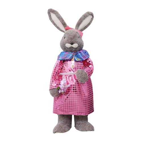 ＡＷＨＡＯ Osterhasenpuppe Home Dekoration Tier Figur Tabletop Orament für Eingang, Rosa Kleidung Tragen von ＡＷＨＡＯ