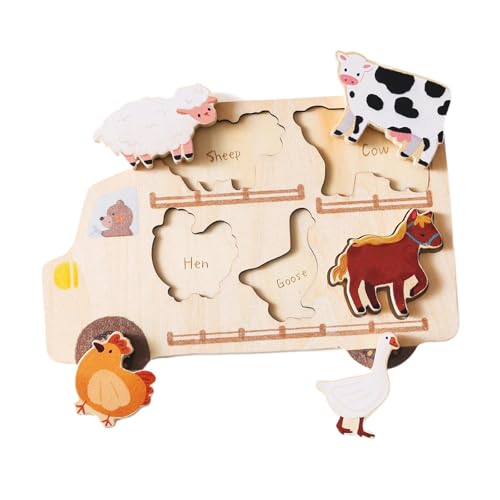 ＡＷＨＡＯ Passendes Holzpuzzle für Feinmotorik, Lehrmaterial, Geschenk für Kinder, Kleinkinder, Früherziehung, Kinderparty Spielzeug, Kindergarten, Tiere von ＡＷＨＡＯ