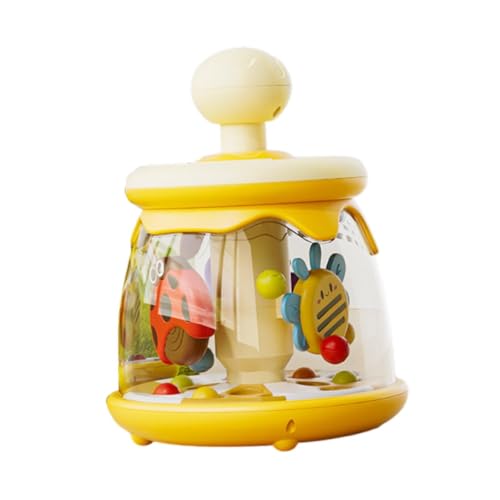 ＡＷＨＡＯ Press Carousel Spielzeug Tragbare Handaugenkoordination Lernspielzeug Sinnesaktivität Spielzeug für 6 12 Monate Kinder Mädchen Jungen, Gelb von ＡＷＨＡＯ