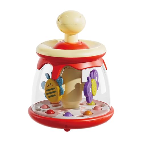 ＡＷＨＡＯ Press Carousel Spielzeug Tragbare Handaugenkoordination Lernspielzeug Sinnesaktivität Spielzeug für 6 12 Monate Kinder Mädchen Jungen, Rot von ＡＷＨＡＯ