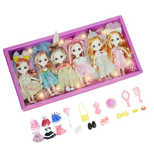 ＡＷＨＡＯ Prinzessinnen Puppen Set für Mädchen, Prinzessinnen Figuren, Party Geschenk Kollektion, Fantasievolles Kleines Puppen Set, 15 cm, für Kinder Und Mädch, 6 Stück von ＡＷＨＡＯ