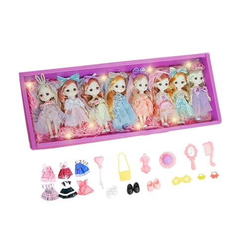 ＡＷＨＡＯ Prinzessinnen Puppen Set für Mädchen, Prinzessinnen Figuren, Party Geschenk Kollektion, Fantasievolles Kleines Puppen Set, 15 cm, für Kinder Und Mädch, 8 Stück von ＡＷＨＡＯ