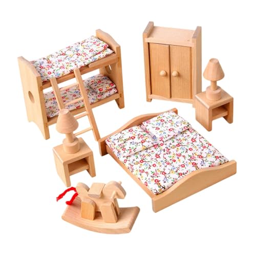 ＡＷＨＡＯ Puppenhaus Möbelset Aus Holz, Miniaturmöbel, Spielzeug, Bastelarbeiten, Rollenspiele für Jungen, Kinderzimmer von ＡＷＨＡＯ