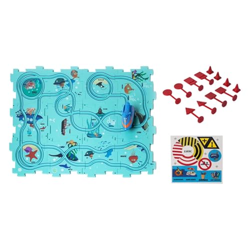 ＡＷＨＡＯ Rätselstreckenspiel Set, Slot Rail Toys Gehirnentwicklungsstamm, Schienenbausteine ​​Schienenauto Gebäudespielzeug für 3+ Jahre Im Alter von 3 Jahre, Ozeanthema von ＡＷＨＡＯ