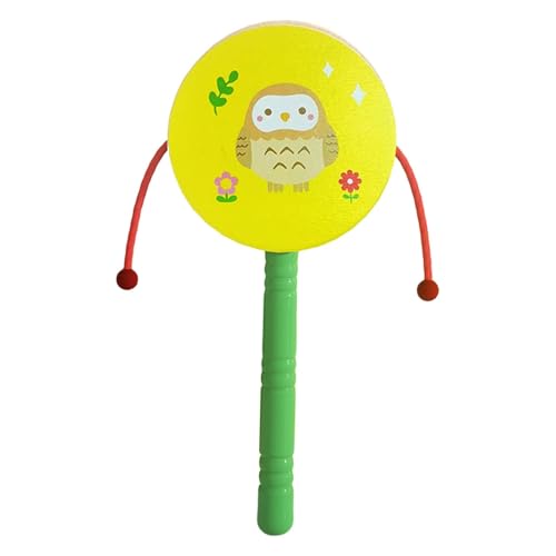 ＡＷＨＡＯ Rassel Trommel Spielzeug, Aus Holz, Musikalische Rasseln, Entwicklung, Schlaginstrument, Säuglings Baby Shaker Spielzeug, Baby Musikspielzeug für Kind, Eule von ＡＷＨＡＯ