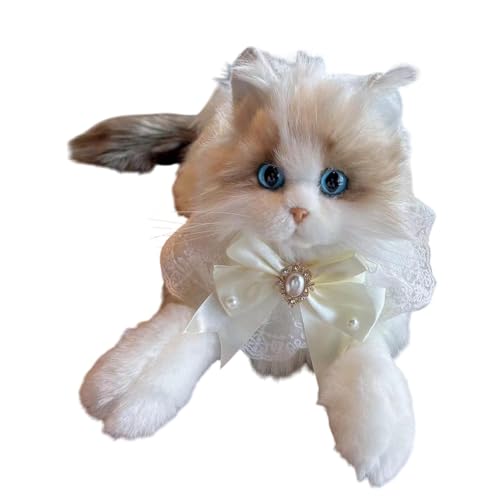 ＡＷＨＡＯ Realistische Ragdoll -Katze Stofftiere, Katzenpuppe Kätzchen Stofftier ausgestopft Kätzchen Spielzeug Begleiter für Katzenliebhaber Mädchen Geschenke, Beige Fliege von ＡＷＨＡＯ