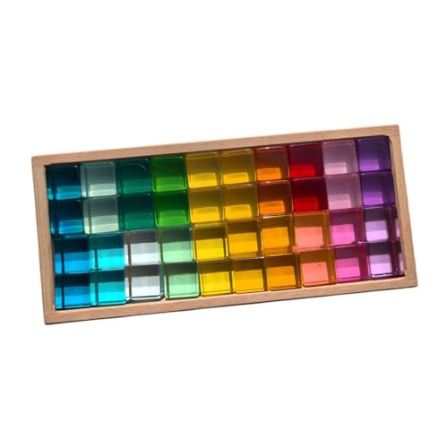 ＡＷＨＡＯ Regenbogen Acrylwürfel Set, Stapelbausteine, Spielzeug für Kinder Ab 3 Jahren Im Vorschulalter von ＡＷＨＡＯ