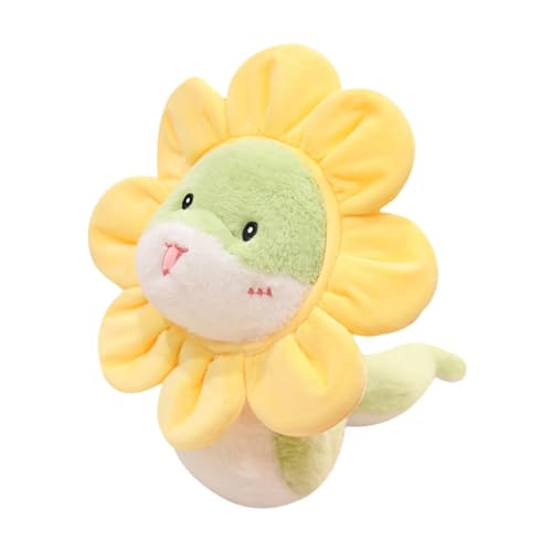 ＡＷＨＡＯ Schlangen Plüschtier, Lebensechte Plüschschlange, Chinesisches Neujahr, Schlangen Plüschpuppe für Den Schrank, Grüne Sonnenblume 24cm von ＡＷＨＡＯ