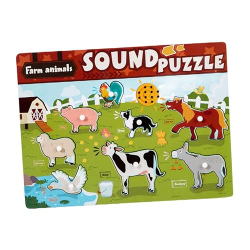 ＡＷＨＡＯ Sound Puzzle Früherziehung Spielzeug, Logisches Denken, Frühe Entwicklung Holzspielzeug Puzzle für Kinder 2 3 4 5 Jahre Alt Geschenk, Tier von ＡＷＨＡＯ