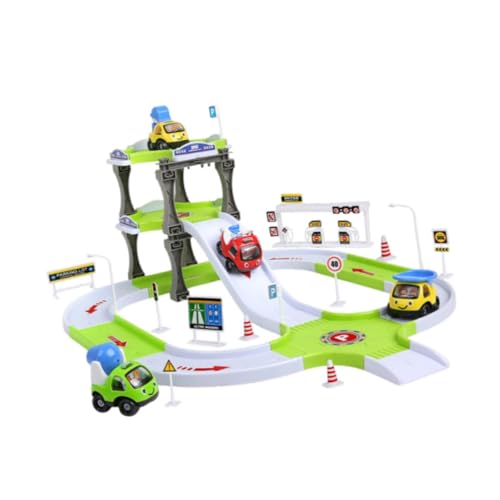 ＡＷＨＡＯ Technisches Fahrzeugspielzeug, Bauset, LKW Spielzeug, Trägheitsspielzeugautos, Spur, Parkplatz für Vorschulkinder, GrÜn, 72x53x33cm von ＡＷＨＡＯ