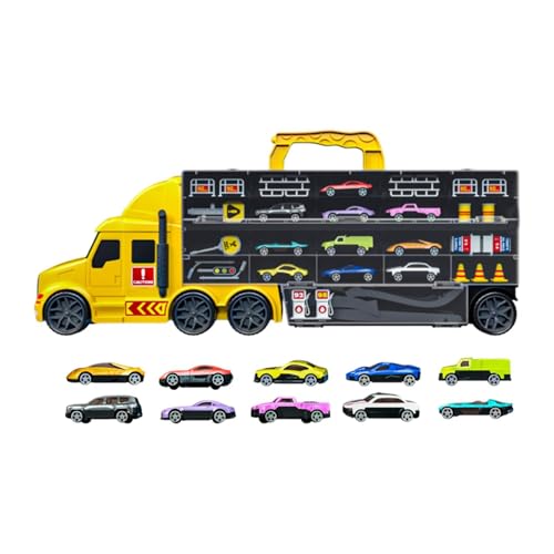 ＡＷＨＡＯ Transport LKW Spielzeugset, Kinder Transport LKW Spielzeug, Faltbar, Kinder Transportschienen Auswurfauto, Gelb von ＡＷＨＡＯ