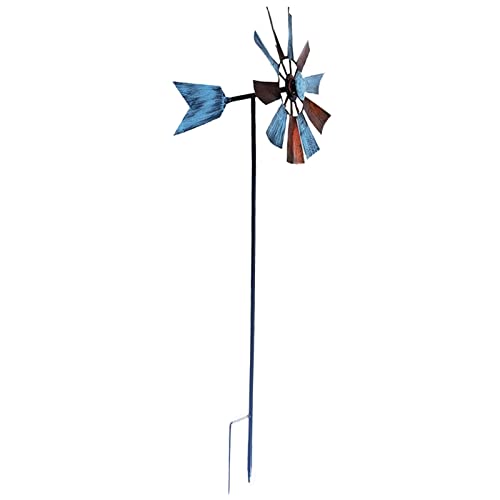 ＡＷＨＡＯ Windspinner mit Gartenstecker Aus Metall, Skulpturen für Den Außenbereich, Rote Windmühle für Rasen, Terrasse, Terrasse Und Hinterhofdekoration, B von ＡＷＨＡＯ