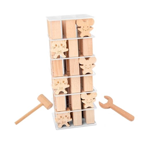 ＡＷＨＡＯ Wood Block Tumbling Stacking Blocks Spiel für Kinder, Kinder, Jungen Und Mädchen von ＡＷＨＡＯ