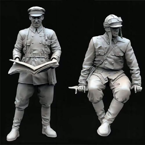 AWNBFF 1/35 WWII Soldier Resin Soldier Model Kit Unbemalt und unmontiert Figur Resin Model Kit (2-Personen)//r9A1L2 von AWNBFF