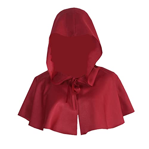 AWOCAN Halloween Kostüm Umhang Hoodie Kapuzenumhang Umhang Tod Cosplay Gothic Umhang Hexe Zauberer Vampir Mittelalter Kapuze Schnürhut (style1-rot) von AWOCAN