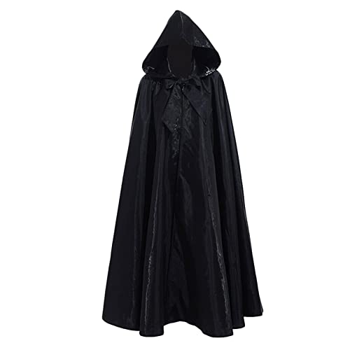 AWOCAN Halloween Kostüm Umhang Hoodie Kapuzenumhang Umhang Tod Cosplay Gothic Umhang Hexe Zauberer Vampir Mittelalter Kapuze Schnürhut (style2-schwarz) von AWOCAN