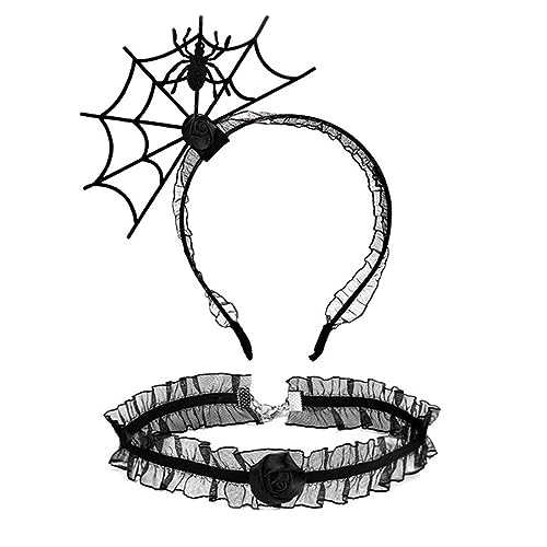 AWOCAN Halloween Spinnen-Stirnband Spinnennetz Haarreif Halloween Spinne Choker Spinnennetz Stirnband Halloween Party Dress Up Custome Cosplay (B) von AWOCAN